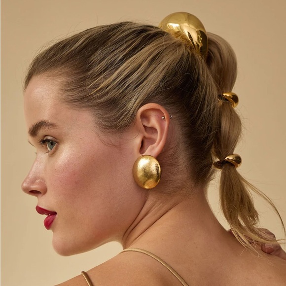 GLOSSY DOME PONY CUFF*Hair Band Accessories*18K Gold Plated*Hair Elastic* - Picture 4 of 9